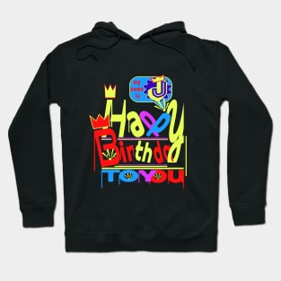 Happy Birthday Alphabet Letter (( J )) Dazzling Creative Design Hoodie